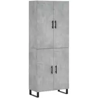 vidaXL Highboard gris béton 69,5x34x180 cm Bois composite