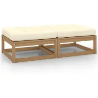 vidaXL Tabouret de jardin avec coussin 2 pcs. Marron miel Pin massif