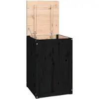 vidaXL Boîte à linge Noir 44x44x66 cm Bois massif de pin