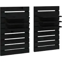 vidaXL Étagères de chevet murales 2 pcs Noir Bois de pin massif