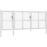 vidaXL Portail de jardin grillagé argenté 400 x 125 cm en acier galvanisé