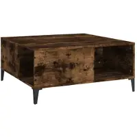 vidaXL Table basse chêne fumé 80x80x36,5 cm bois composite
