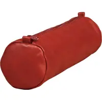 Clairefontaine Pochette de rangement AgeBag en cuir de mouton véritable rond rouge