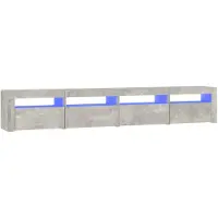 vidaXL Armoire TV avec lampes LED gris béton 240x35x40 cm