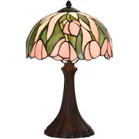 Clayre & Eef Lampe de table Tiffany Ø 25x40 cm Verre rose