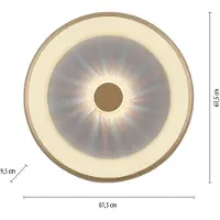 Leuchtendirekt Plafonnier LED rond avec télécommande VERTIGO, laiton mat-blanc, 37 W, nuances de blanc, 1 400 lm, métal, dimensions : 9,5 x 61,5 x 61,5 cm, IP20, Leuchten Direkt