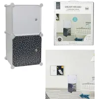Home Deco Kids Rangement enfant 2 cubes mobulables 30x30 cm gris et bleu marine