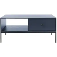 Selsey Table de salon Monne - Table basse rectangulaire avec tiroir, bleu foncé 68x104 cm