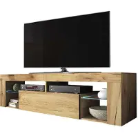 Selsey Armoire TV BIANKO Buffet TV en imitation bois chêne Lancaster avec éclairage LED Debout 140cm