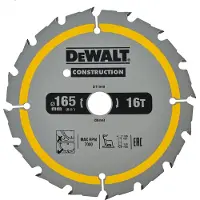 DeWalt Lame de scie circulaire, pour scies circulaires sans fil, 165-20 mm, 16 dents - DT1948-QZ