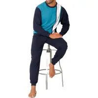 H.I.S. Pyjama long bleu marine / turquoise / blanc