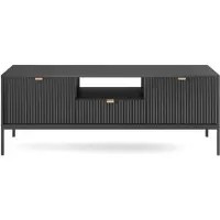 Selsey Vellore - Buffet TV avec tiroir et piètement noir, Noir, 154 cm