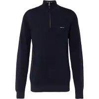 Gant pour homme. 8040523 Pull en coton piqué avec demi-fermeture éclair marine (3XL), Casuel, Manche longue