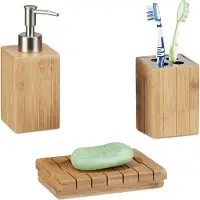 Relaxdays Accessoires de salle de bains en bambou