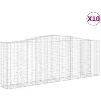 vidaXL Gabions avec arc surélevé 10 pcs 400x50x140/160cm Fer galvanisé