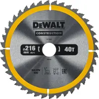 DeWalt Lame de Scie pour Bois 216x30x2,6 mm 40D
