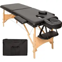 TecTake Table de massage mobile - revêtement 5cm - 2 Zones + sac de transport noir