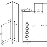 Thebo Barrette de poteaux enfichables en angle STS3007, avec interrupteur, acier inoxydable