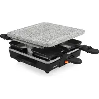 Tristar RA-2745 Raclette revêtement anti-adhésif, lampe de contrôle, 4 poêlons, avec pierre à griller noir, gris (RA-2745)