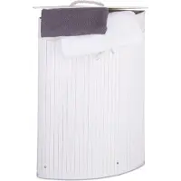 Relaxdays 4052025972851 panier à linge 60 L Coin Bambou Blanc
