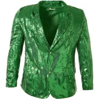 Dressforfun Manteau à paillettes homme vert XL - costume de déguisement halloween costume de fête carnaval robe de soirée - 303944