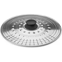 Jamon 714237 Couvercle à usage multiple 30-32-34-36 cm - Diamètre 37 cm, en Inox (avec trous), Argenté