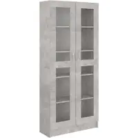vidaXL Armoire à vitrine Gris béton 82,5x30,5x185,5 cm Bois ingénierie