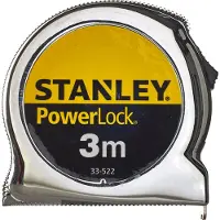 Stanley Mètre ruban Powerlock 3m/19mm - Revêtement Mylar haute protection - Boîtier ABS chromé antichoc