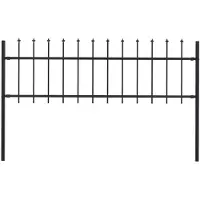vidaXL Clôture de jardin avec pointes de lance Acier 1,7 x 0,6 m Noir