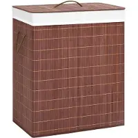 vidaXL Panier à linge avec 2 sections bambou marron 100 L