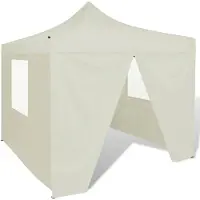 vidaXL Tente pliante 4 parois 3 x 3 m Blanc crème