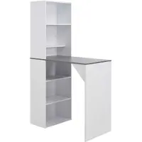 vidaXL Table de bar avec armoire blanche 115 x 59 x 200 cm