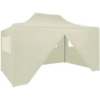vidaXL Tente de réception pliable avec 4 parois 3x4 m Acier Crème