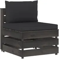 vidaXL Canapé central modulaire avec coussins Gris Bois imprégné