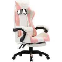 vidaXL Chaise de jeu avec repose-pieds Rose et blanc Similicuir