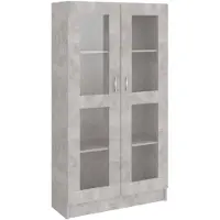 vidaXL Armoire à vitrine Gris béton 82,5x30,5x150 cm Bois d'ingénierie