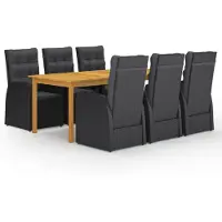 vidaXL Ensemble de jardin 7 pièces noir