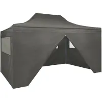 Shumee Tente de réception pliante professionnelle+4 parois 3x4 m, acier, anthracite