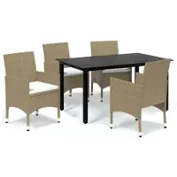 vidaXL Ensemble de jardin 5 pièces avec coussins Poly rotin Beige