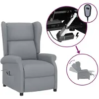 vidaXL Fauteuil à oreilles avec fonction de couchage Électrique Gris clair Tissu