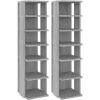 vidaXL Étagères à chaussures 2 pcs Sonoma gris 27,5x27x102 cm