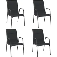 vidaXL Chaises de jardin 4 pcs acier et textilène noir