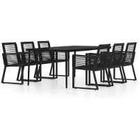 vidaXL Ensemble de jardin 7 pièces noir