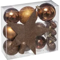 Atmosphera Déco de sapin de Noël Kit de 18 pièces Boules et Cimier - Bronze et Marron