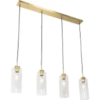 QAZQA Suspension Art Déco dorée avec verre 4 lumières - Laura