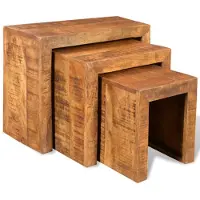 vidaXL Table gigogne 3 pcs Bois massif de manguier