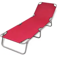 vidaXL Chaise longue pliante Acier revêtu par poudre Rouge