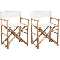 vidaXL Chaise pliable lot de 2 Bambou et toile