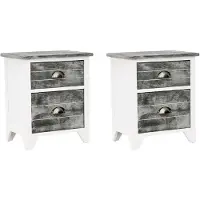 vidaXL Table de chevet 2 pcs avec 2 tiroirs Gris et blanc