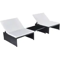 vidaXL Chaise longue double 2 places 5 pièces poly rotin noir